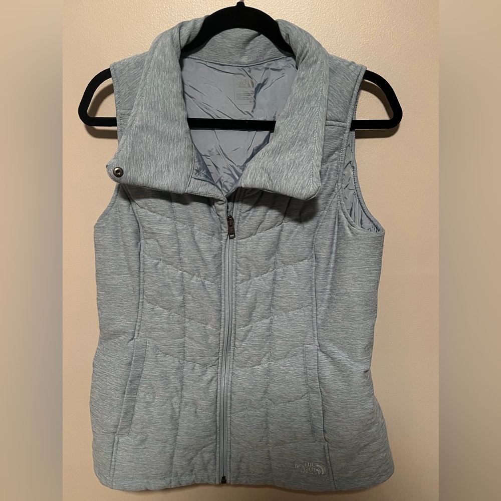 The North Face Quilted Vest - size Medium- light blue grey